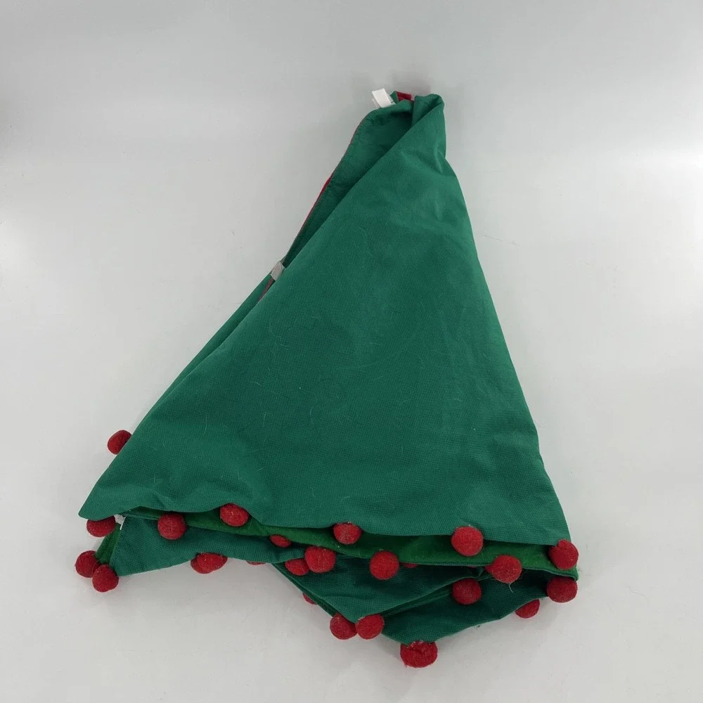 Vintage Felt Christmas Tree Skirt Table‎ Cover 3D Snowman Pom Embroider Applique